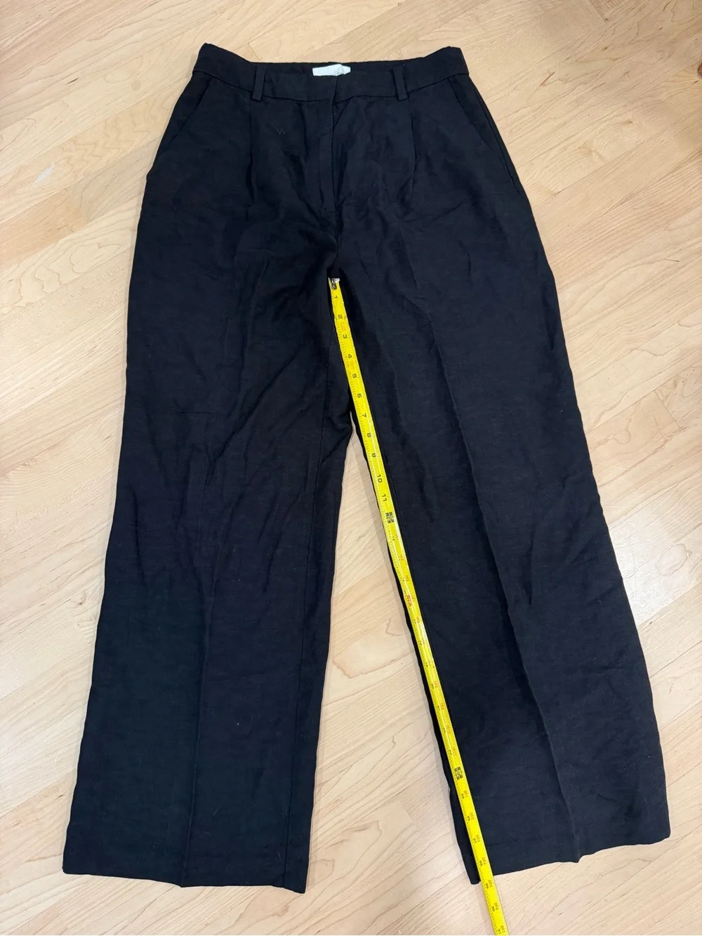 H&M Black Wide-Leg Pants - High Waist Linen Blend